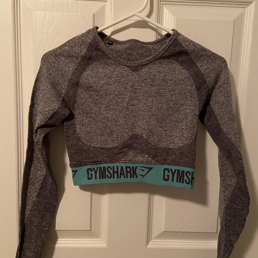 Gymshark Charcoal and Teal Crop Top